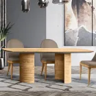 Mesa de Sala com Tampo e Base de Madeira Made in Italy - Leilão Viadurini