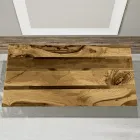 Mesa da Sala com Tampo em Carvalho e Resina Epóxi Colorida - Miklas Viadurini