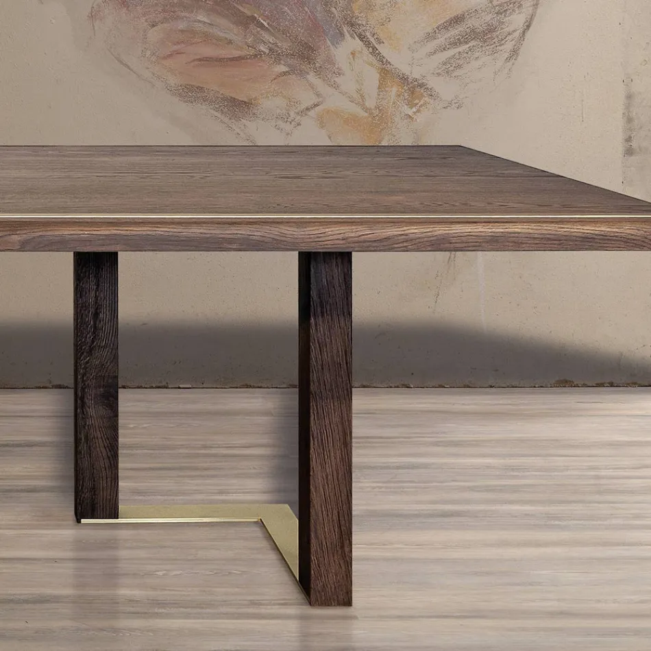 Mesa de Sala com Estrutura em Carvalho Nodos Made in Italy - Giusy Viadurini
