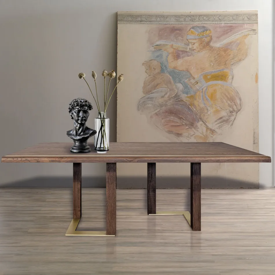 Mesa de Sala com Estrutura em Carvalho Nodos Made in Italy - Giusy Viadurini