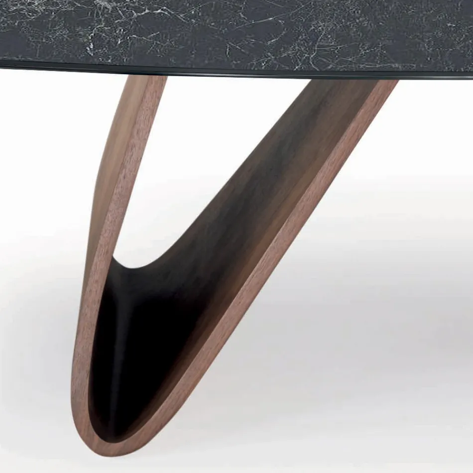 Mesa Fixa de Sala com Base de Madeira Made in Italy - Equatore Viadurini