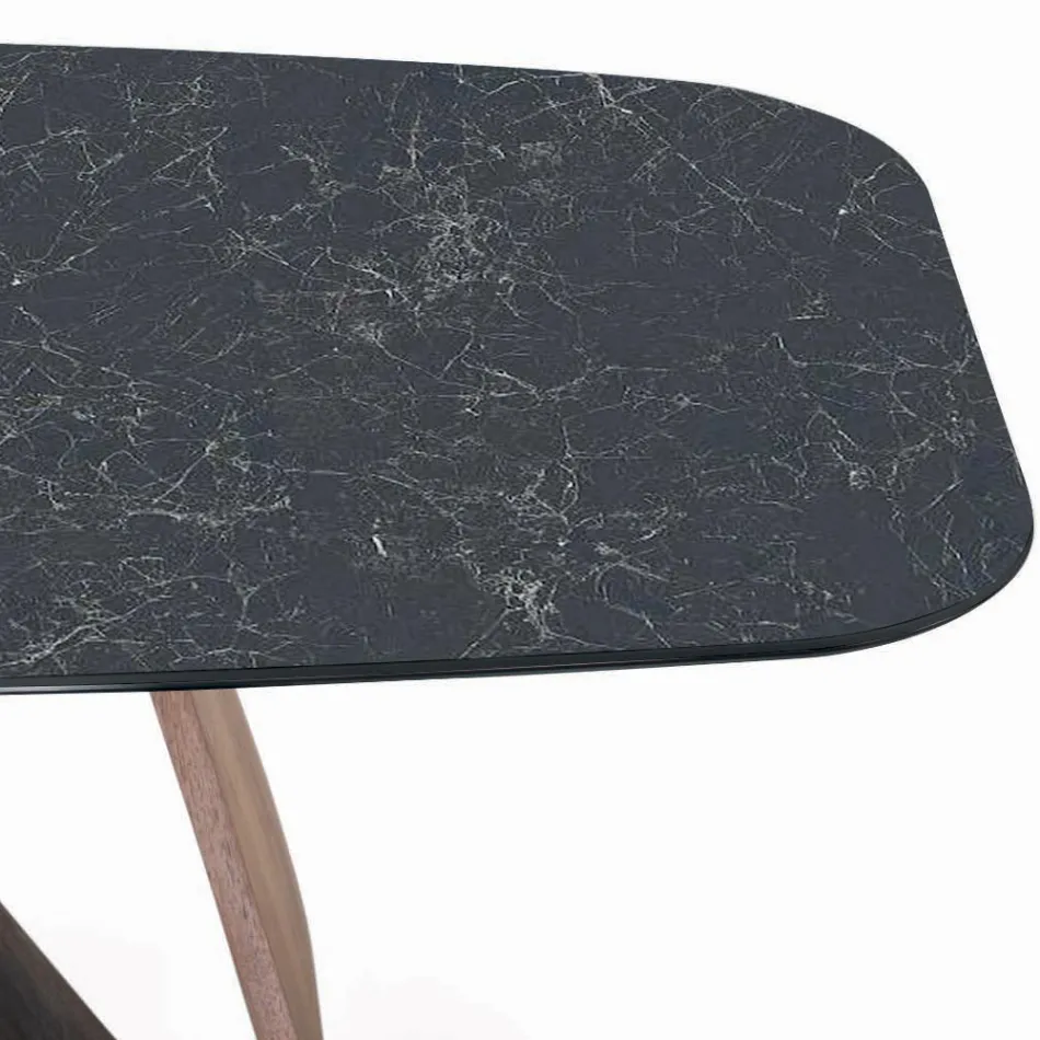 Mesa Fixa de Sala com Base de Madeira Made in Italy - Equatore Viadurini