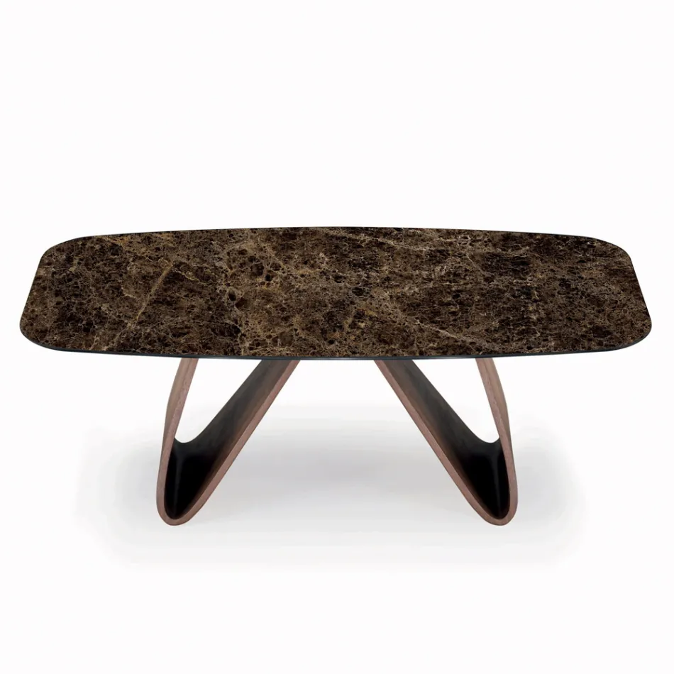 Mesa Fixa de Sala com Base de Madeira Made in Italy - Equatore Viadurini