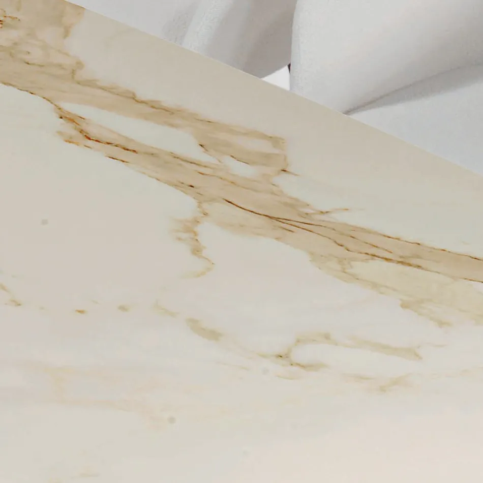 Mesa Fixa de Sala com Base de Madeira Made in Italy - Equatore Viadurini