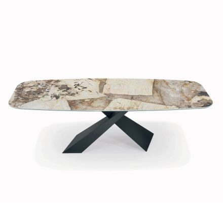 Mesa fixa de sala com tampo de cerâmica Made in Italy - Feriados Viadurini