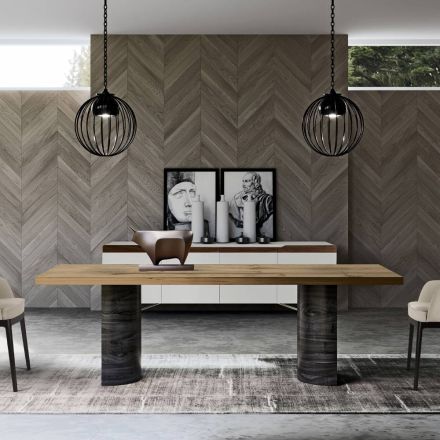 Mesa de estar moderna em madeira maciça fabricada na Itália - Catrin Viadurini