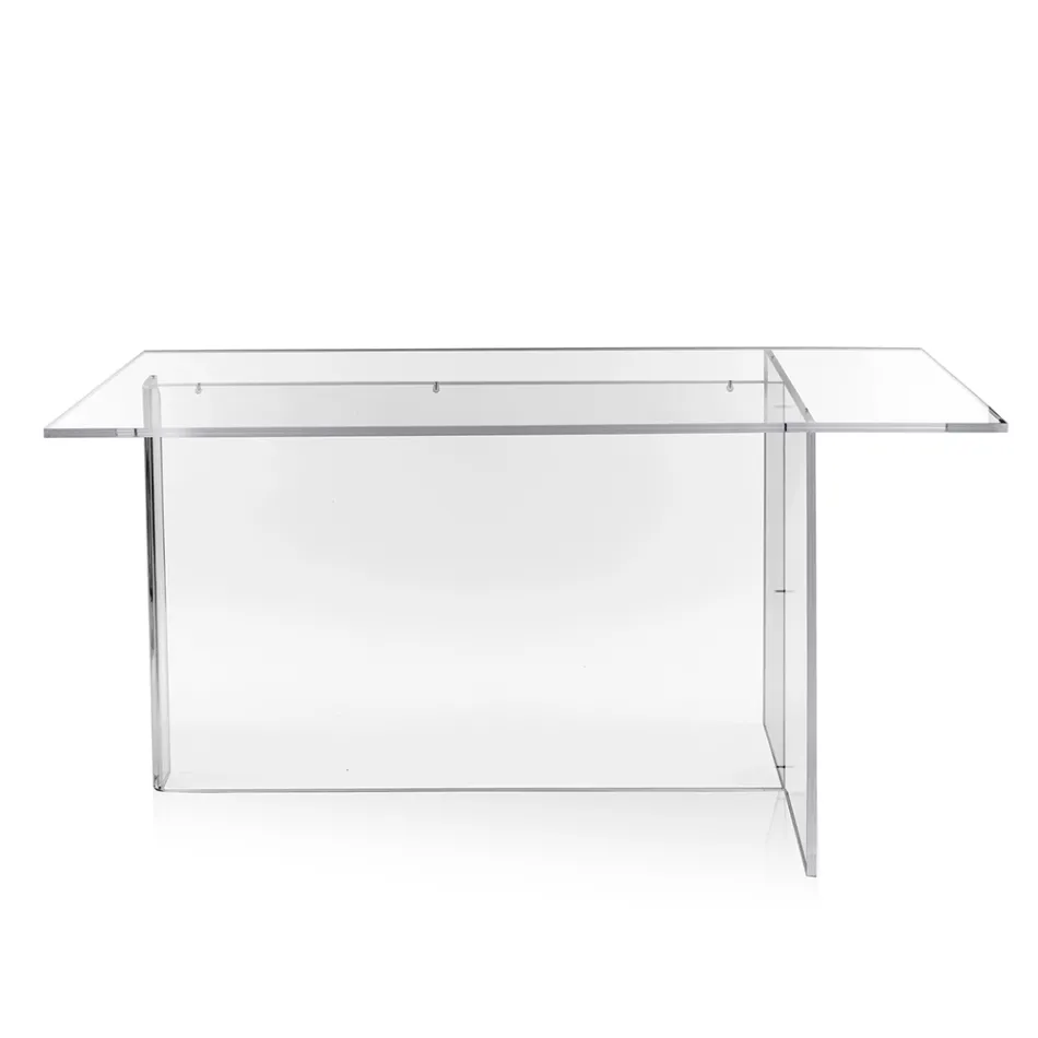 Mesa Selenia em acrílico transparente com design minimalista, fabricada na Itália. Viadurini