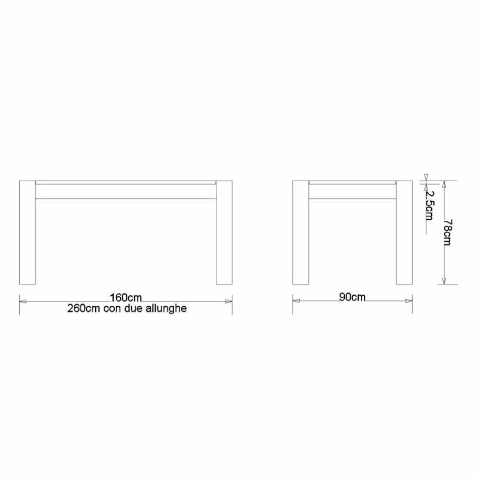Mesa de design extensível até 260cm em jacarandá Viadurini