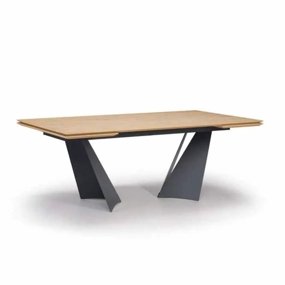 Mesa Extensível Design Até 294 cm em Madeira e Metal Made in Italy - Nuzzo Viadurini