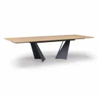 Mesa Extensível Design Até 294 cm em Madeira e Metal Made in Italy - Nuzzo Viadurini