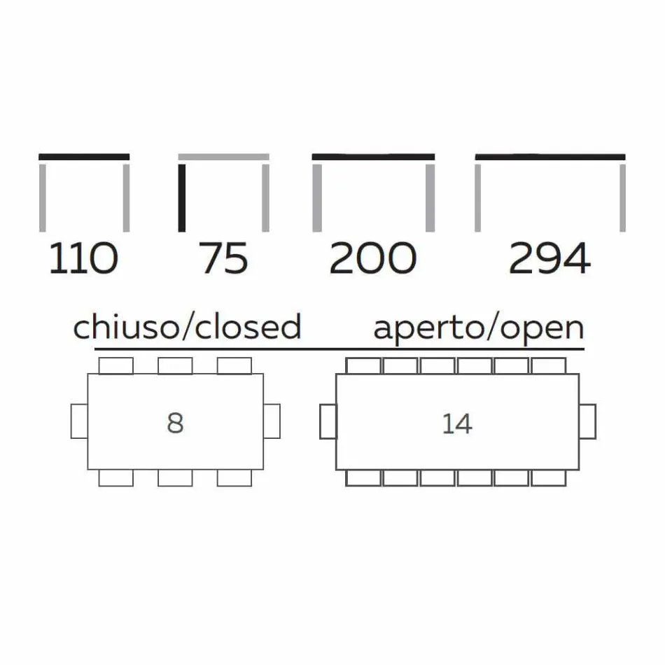Mesa Extensível Design Até 294 cm em Madeira e Metal Made in Italy - Nuzzo Viadurini