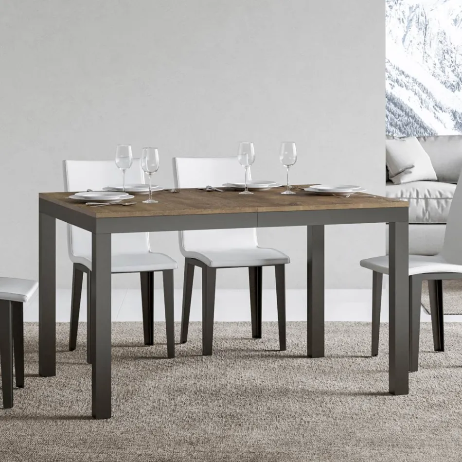 Mesa Design com Tampo de Madeira Extensível até 440 cm Fabricado na Itália - Foxy Viadurini