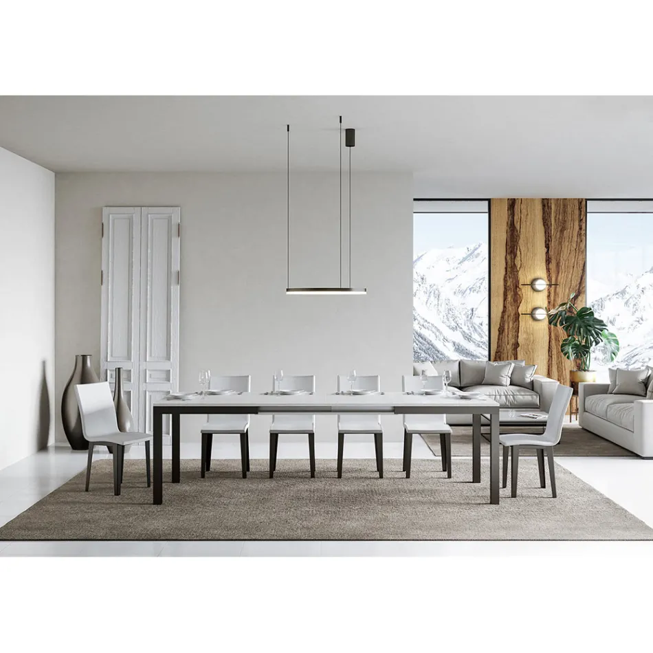 Mesa Design com Tampo de Madeira Extensível até 440 cm Fabricado na Itália - Foxy Viadurini