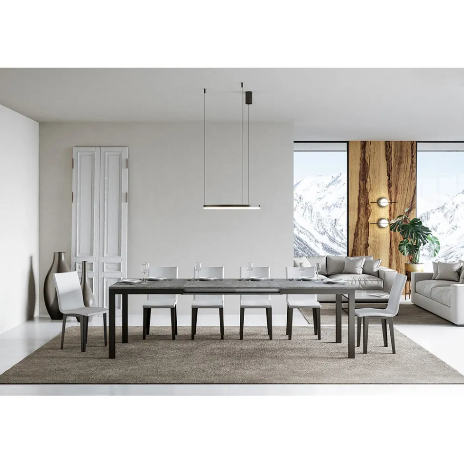 Mesa Design com Tampo de Madeira Extensível até 440 cm Fabricado na Itália - Foxy Viadurini
