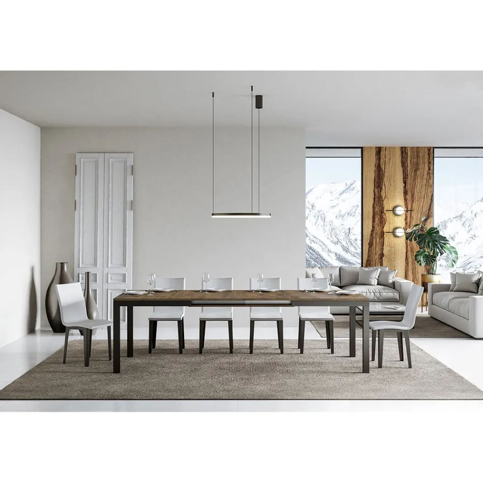 Mesa Design com Tampo de Madeira Extensível até 440 cm Fabricado na Itália - Foxy Viadurini