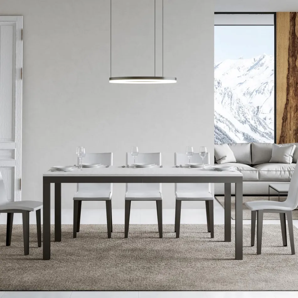 Mesa Design com Tampo de Madeira Extensível até 440 cm Fabricado na Itália - Foxy Viadurini