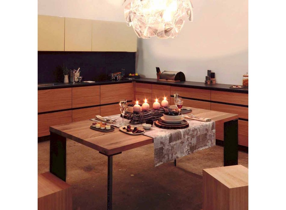 Mesa de design moderno em madeira de nogueira natural, L180xP90cm, Yvonne Viadurini