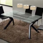Mesa extensível de design de metal com mesa de vidro temperado Viadurini