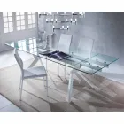 Mesa extensível de design de metal com mesa de vidro temperado Viadurini