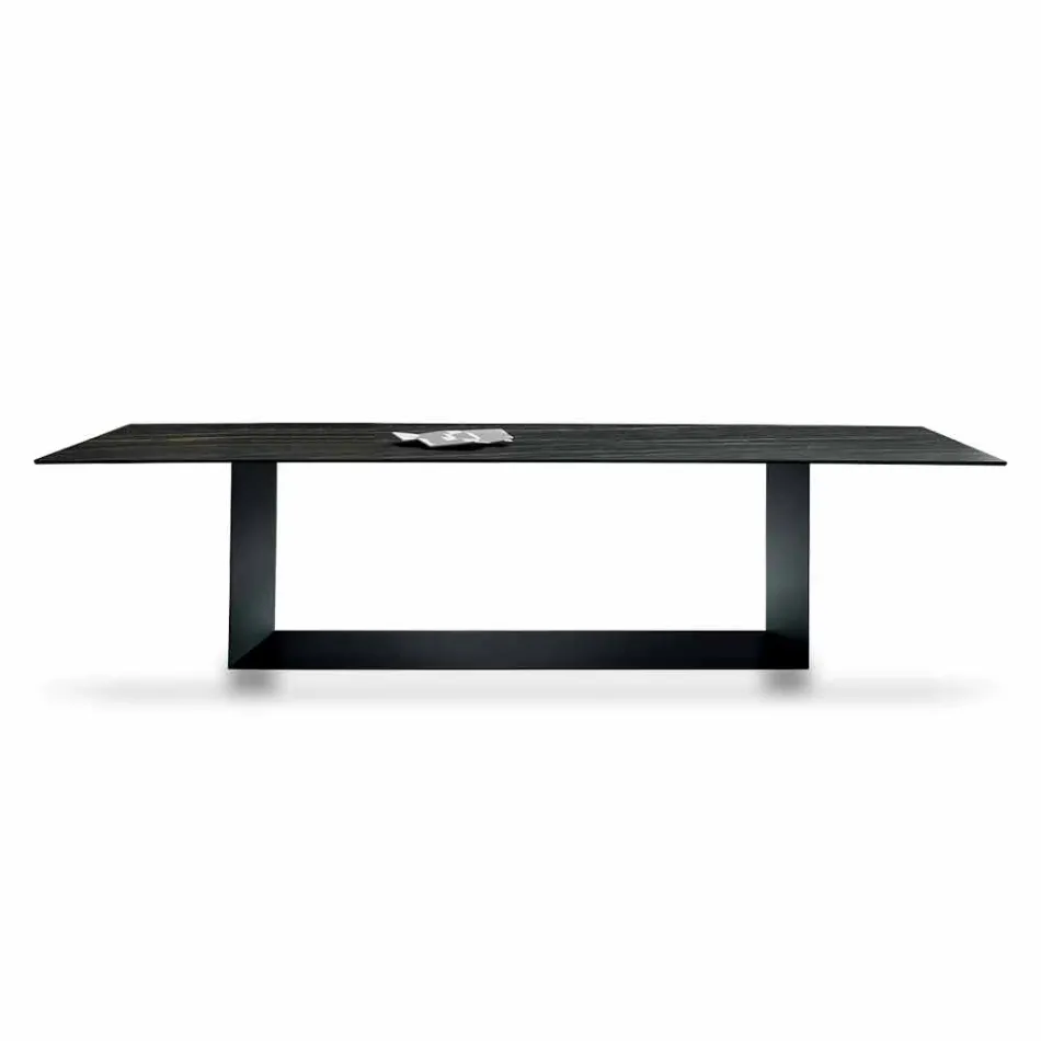 Mesa de Design em Matt Noir Desir Cerâmica e Metal Made in Italy - Marrom Escuro Viadurini