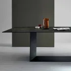 Mesa de Design em Matt Noir Desir Cerâmica e Metal Made in Italy - Marrom Escuro Viadurini