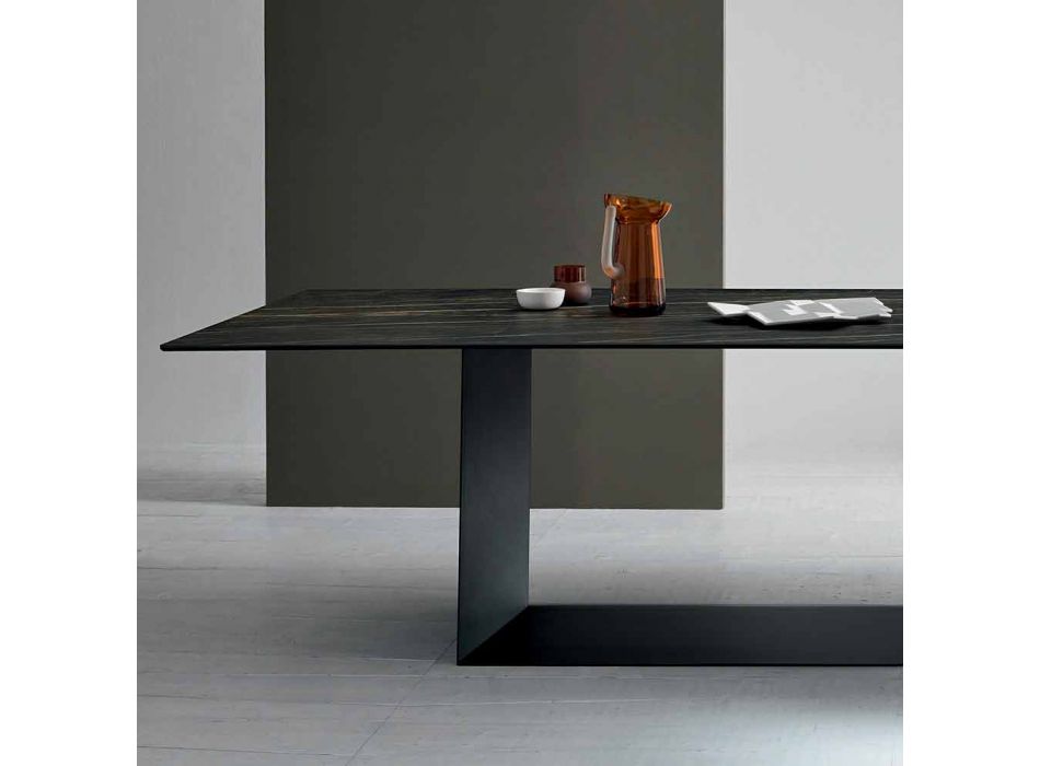 Mesa de Design em Matt Noir Desir Cerâmica e Metal Made in Italy - Marrom Escuro Viadurini