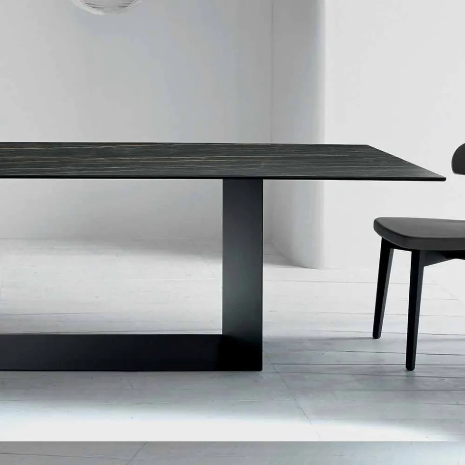 Mesa de Design em Matt Noir Desir Cerâmica e Metal Made in Italy - Marrom Escuro Viadurini