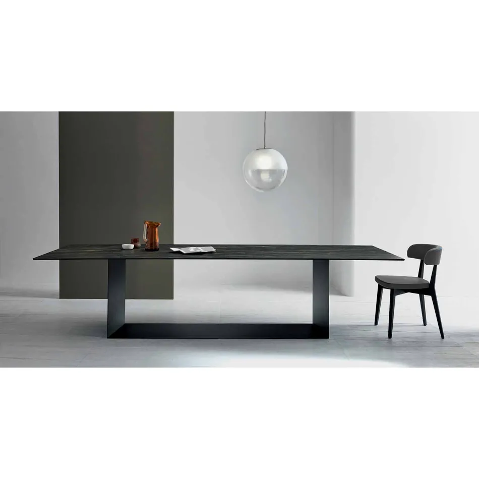 Mesa de Design em Matt Noir Desir Cerâmica e Metal Made in Italy - Marrom Escuro Viadurini
