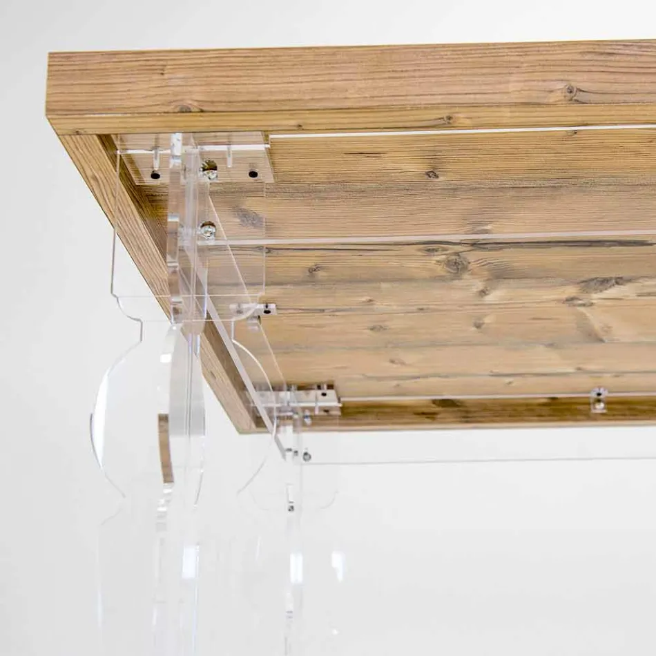 Mesa de design em madeira de abeto e plexiglass feita na Itália, Castro Viadurini
