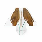 de mesa de design em madeira de golfinho e vidro veneziano de Veneza Viadurini