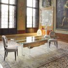 de mesa de design em madeira de golfinho e vidro veneziano de Veneza Viadurini