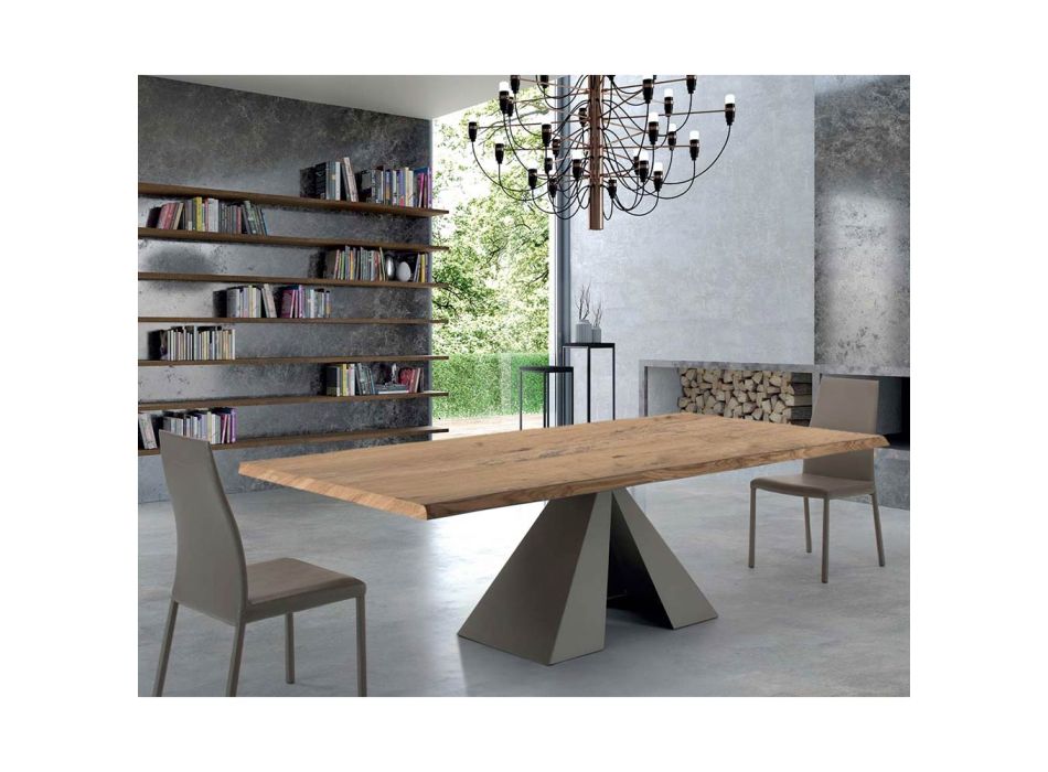 Mesa Design em Madeira Folheada e Aço Fabricado na Itália – Dalmata Viadurini