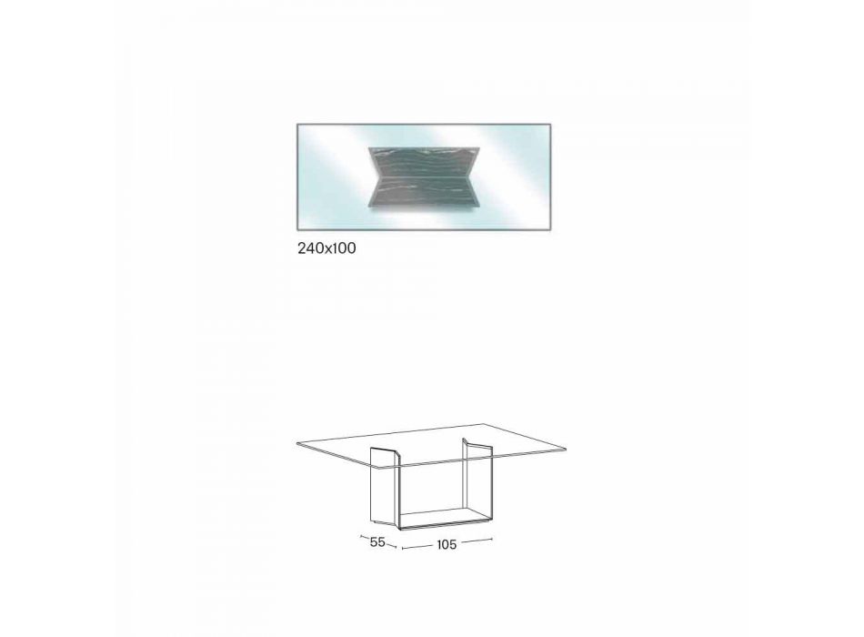 Mesa Design em Metal e Mármore com Tampo em Vidro Made in Italy - Minera Viadurini