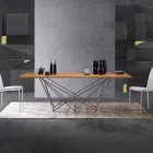 Mesa de design moderno com tampo de madeira e base de metal, Esperia Viadurini