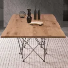 Mesa de design moderno com tampo de madeira e base de metal, Esperia Viadurini