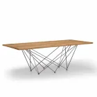 Mesa de design moderno com tampo de madeira e base de metal, Esperia Viadurini