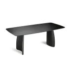 Mesa com efeito madeira e pés curvos, disponível em dois tamanhos e vários acabamentos - Argo Viadurini