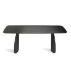 Mesa com efeito madeira e pés curvos, disponível em dois tamanhos e vários acabamentos - Argo Viadurini