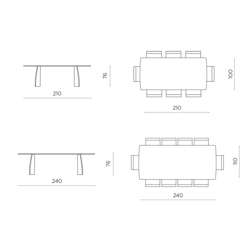 Mesa com efeito madeira e pés curvos, disponível em dois tamanhos e vários acabamentos - Argo Viadurini