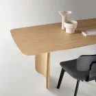 Mesa com efeito madeira e pés curvos, disponível em dois tamanhos e vários acabamentos - Argo Viadurini