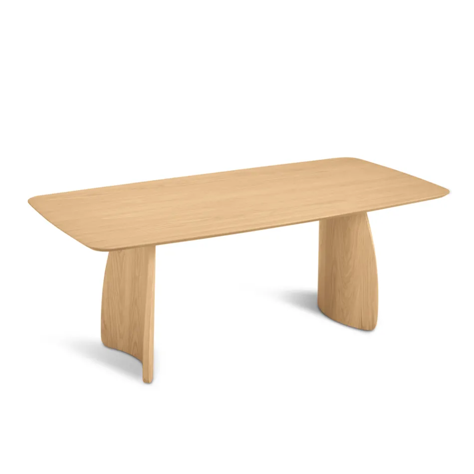 Mesa com efeito madeira e pés curvos, disponível em dois tamanhos e vários acabamentos - Argo Viadurini