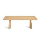 Mesa com efeito madeira e pés curvos, disponível em dois tamanhos e vários acabamentos - Argo Viadurini