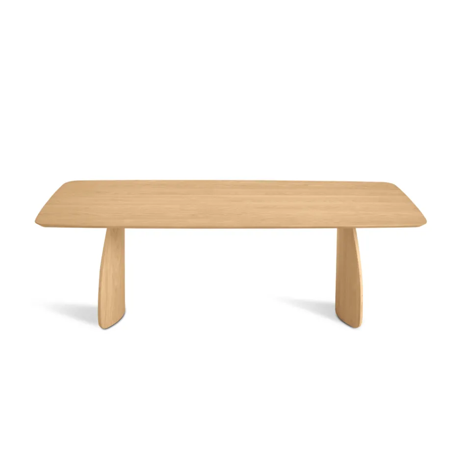 Mesa com efeito madeira e pés curvos, disponível em dois tamanhos e vários acabamentos - Argo Viadurini