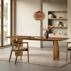 Mesa com efeito madeira e pés curvos, disponível em dois tamanhos e vários acabamentos - Argo Viadurini