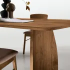 Mesa com efeito madeira e pés curvos, disponível em dois tamanhos e vários acabamentos - Argo Viadurini