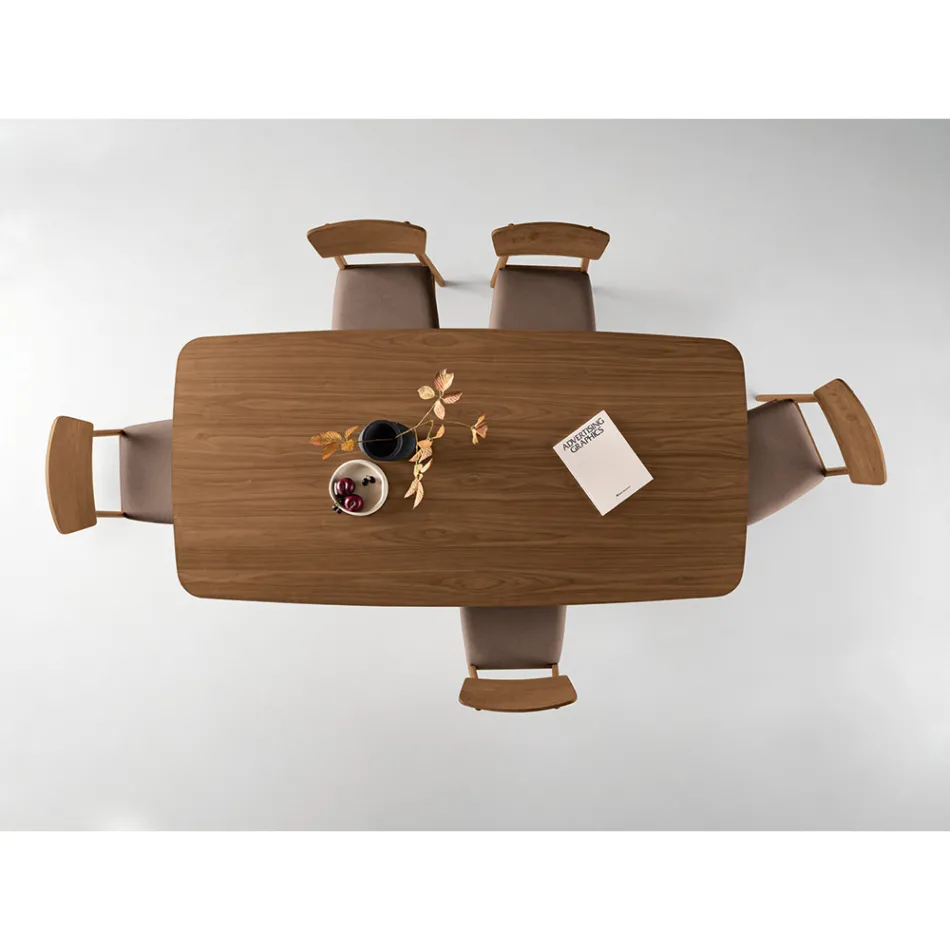 Mesa com efeito madeira e pés curvos, disponível em dois tamanhos e vários acabamentos - Argo Viadurini