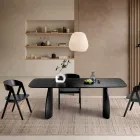 Mesa com efeito madeira e pés curvos, disponível em dois tamanhos e vários acabamentos - Argo Viadurini