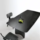 Mesa com efeito madeira e pés curvos, disponível em dois tamanhos e vários acabamentos - Argo Viadurini