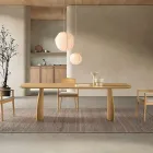 Mesa com efeito madeira e pés curvos, disponível em dois tamanhos e vários acabamentos - Argo Viadurini