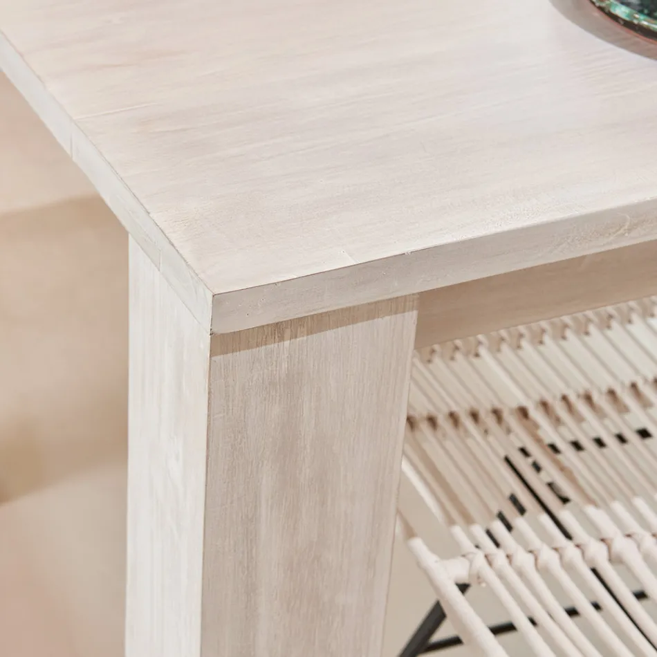 Mesa de sala de estar fixa de 190x100 cm em madeira maciça de teca - estilo flamengo Viadurini